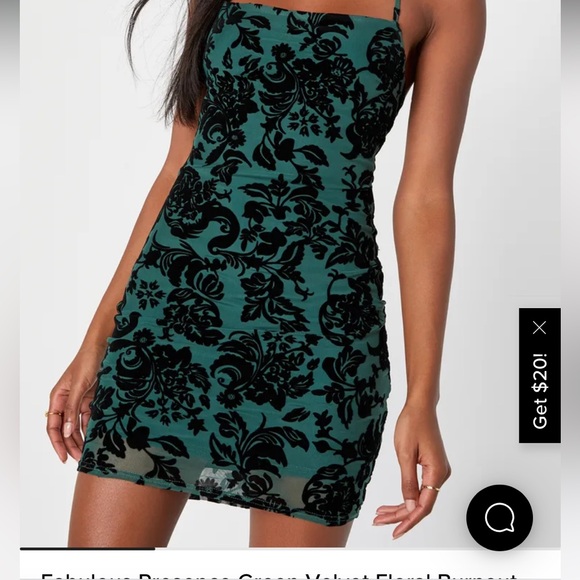 Green velvet burnout dress. Perfect for homecoming! - Picture 2 of 5